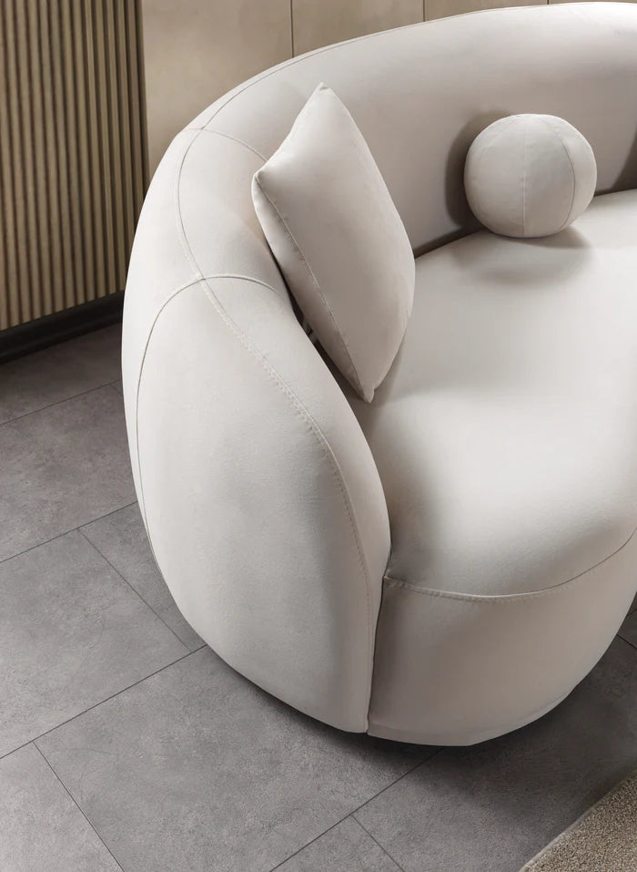 Bonita Ivory Velvet Sofa, 91 in.