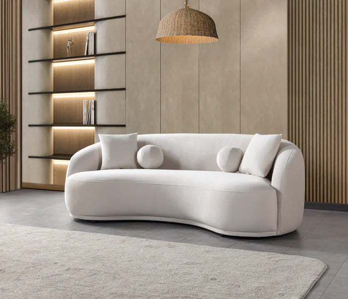 Bonita Ivory Velvet Sofa, 91 in.