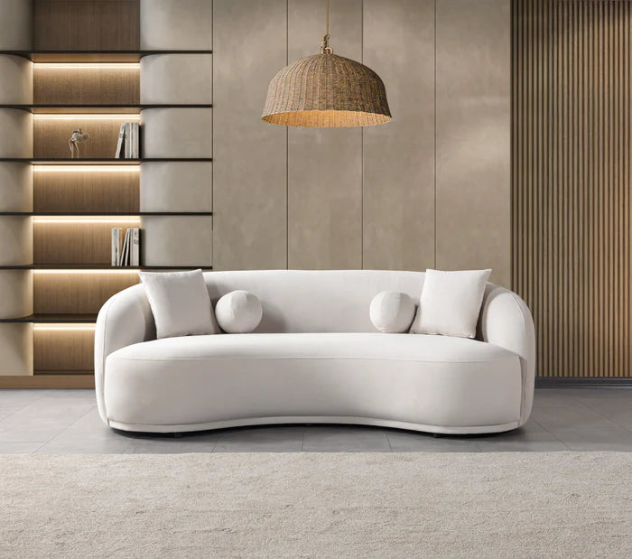 Bonita Ivory Velvet Sofa, 91 in.