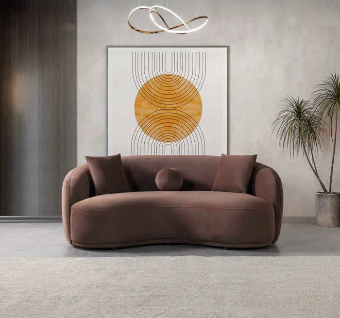 Bonita Velvet Loveseat, Coffee or Ivory