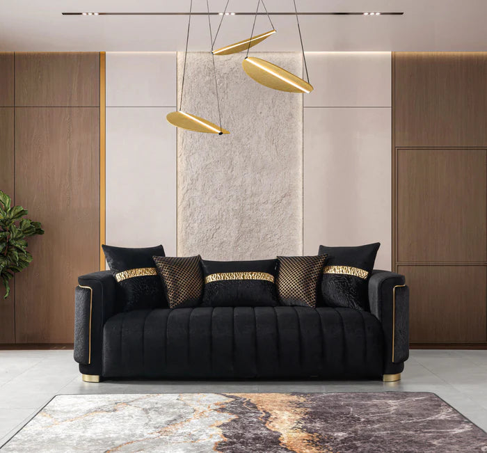 Carlina Black Velvet Sofa
