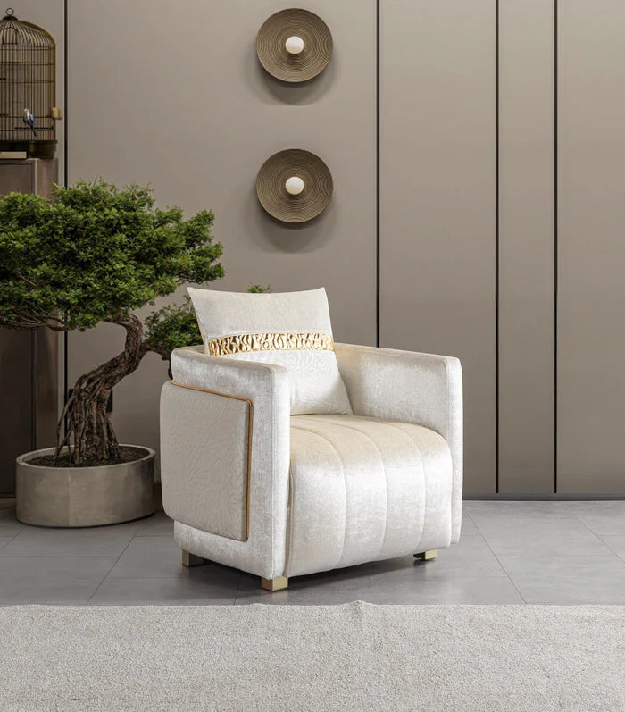 Carlina Ivory Velvet Accent Chair