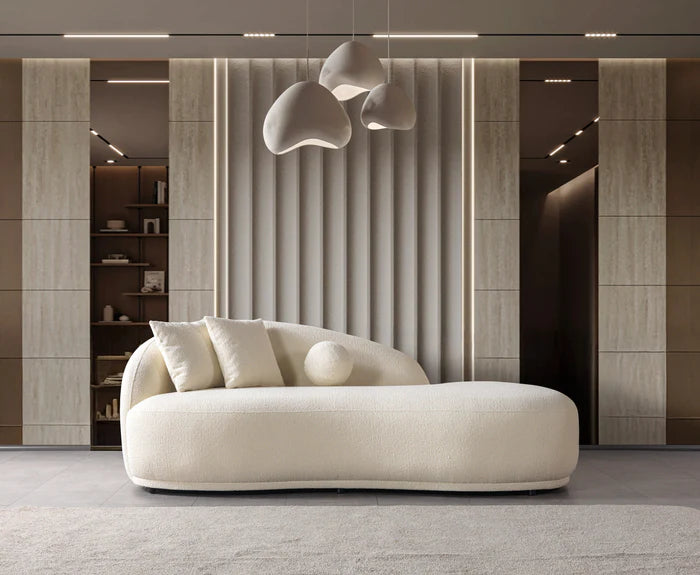 Bonita Ivory Bouclé Sofa Chaise, 87 in.
