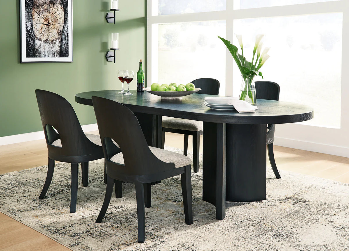 Rowanbeck Black Dining Table & Chair Sets