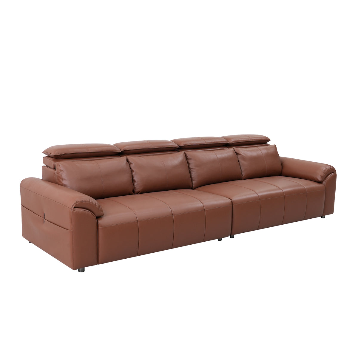 Modern Brown 4-Seat Leather-Look Sofa