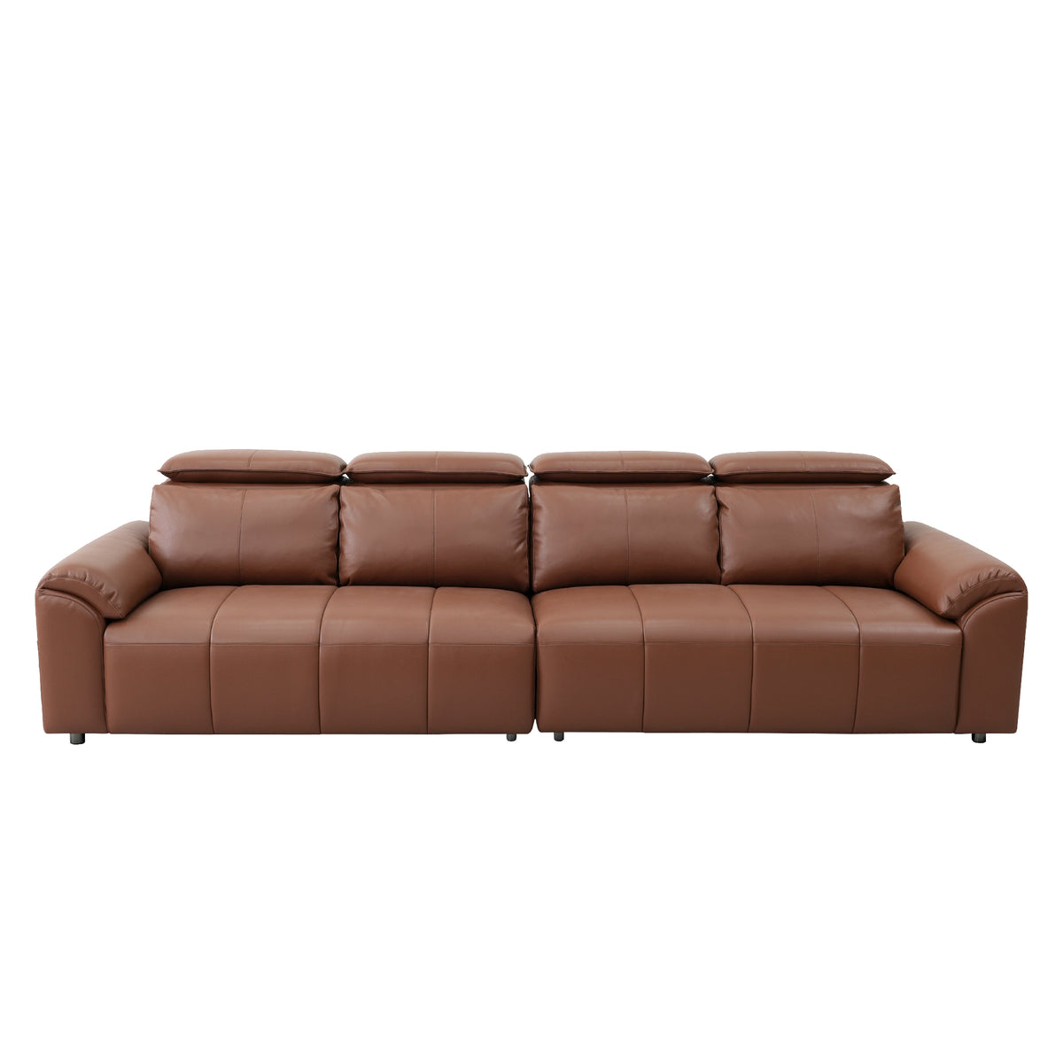 Modern Brown 4-Seat Leather-Look Sofa