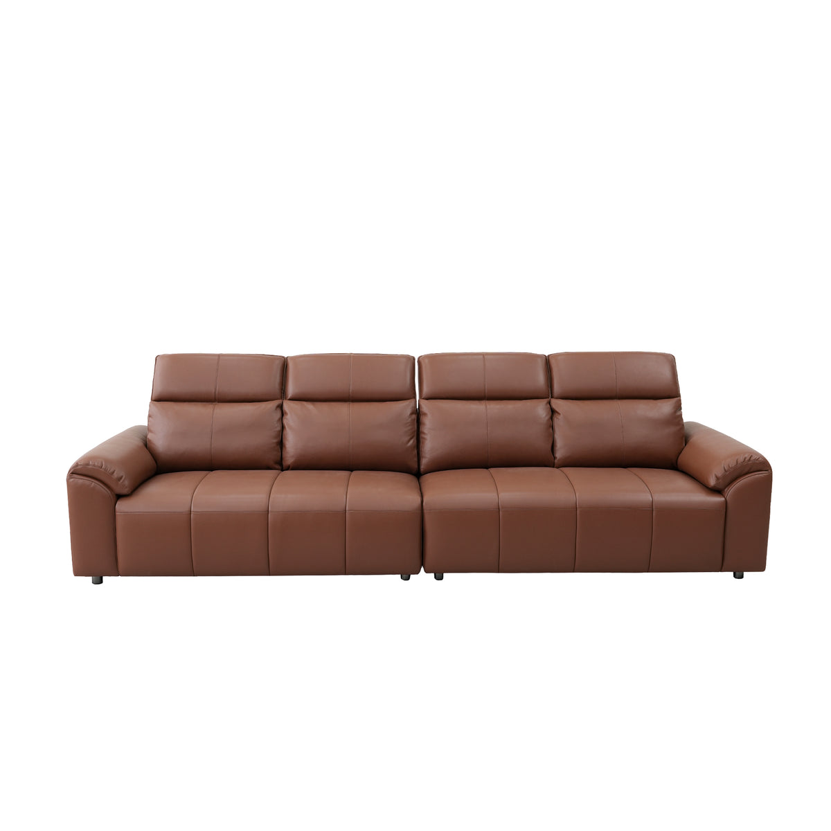 Modern Brown 4-Seat Leather-Look Sofa