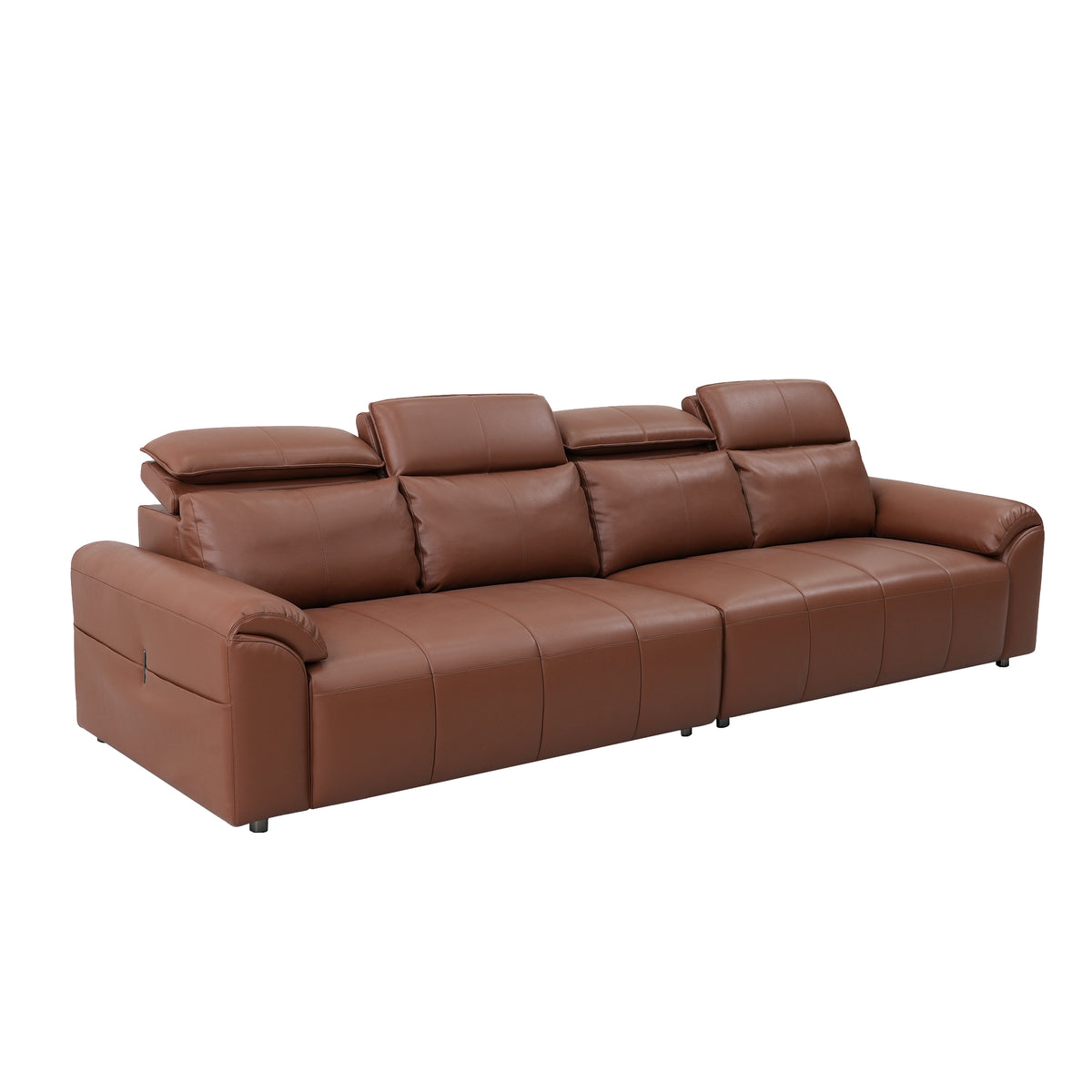 Modern Brown 4-Seat Leather-Look Sofa