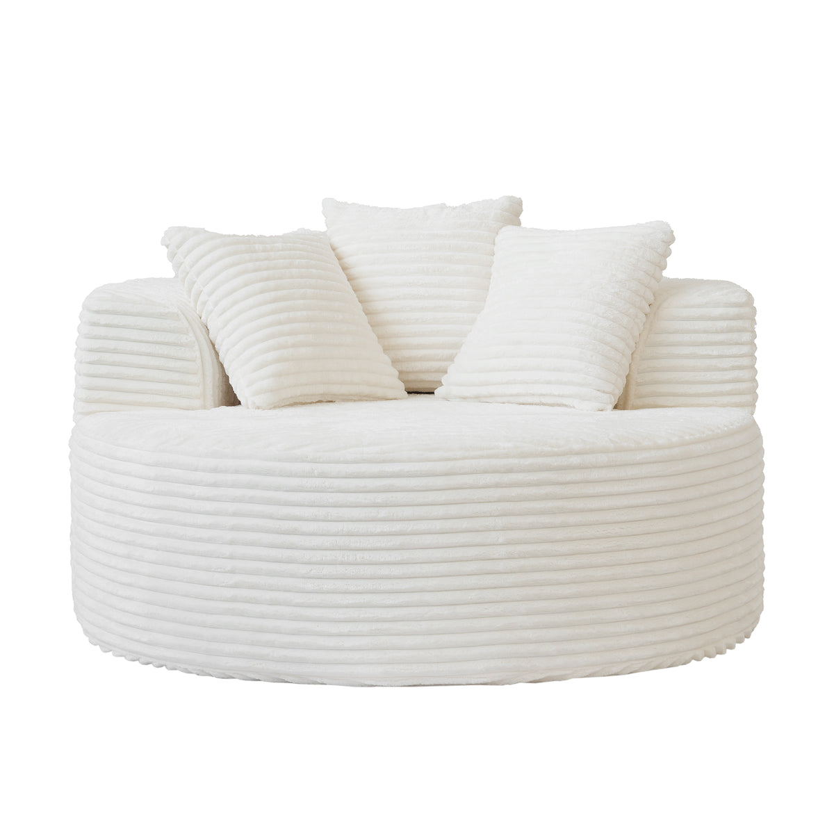 Contemporary Round Corduroy Accent Chair with Pillows
