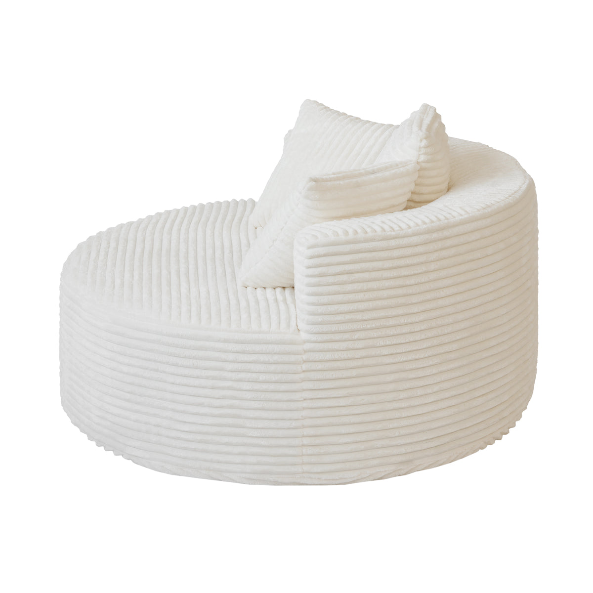 Contemporary Round Corduroy Accent Chair with Pillows