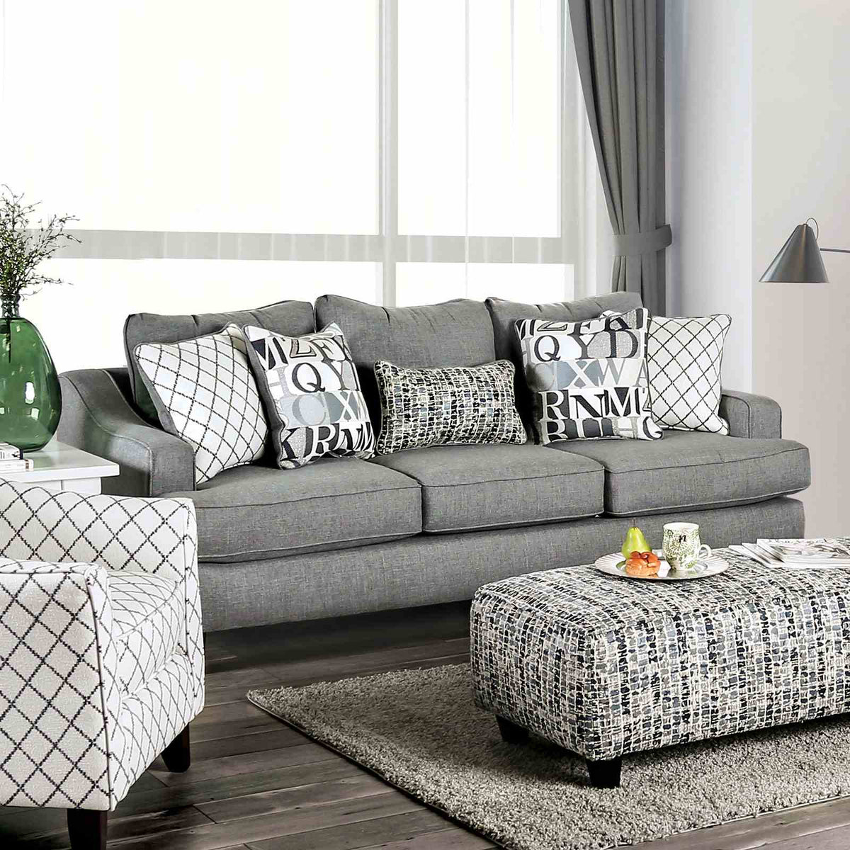 Verne Gray Sofa, Loveseat, Accent Chair or Ottoman