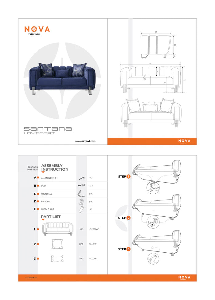 Santana Velvet Sofa and Loveseat Set, Five Colors