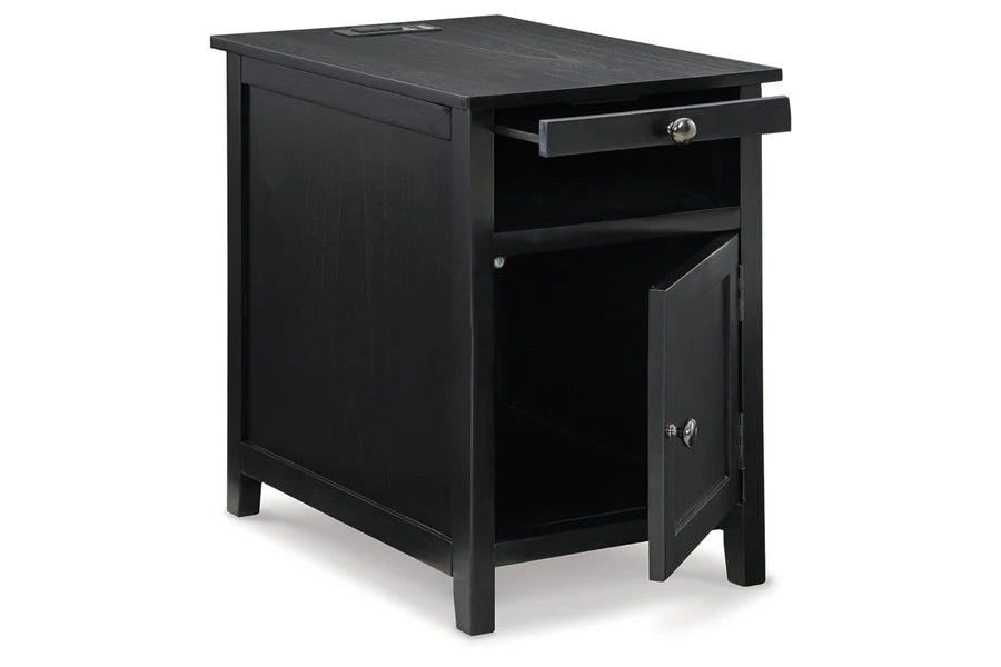 Treytown Black Chairside Table with USB Charging