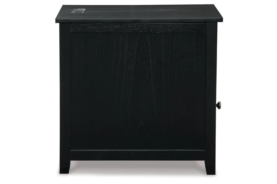 Treytown Black Chairside Table with USB Charging