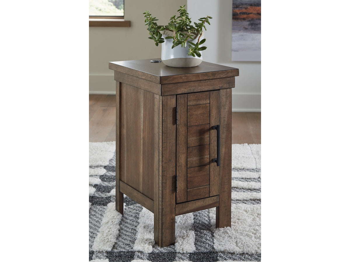 Moriville Tobacco Brown Chairside Table with USB