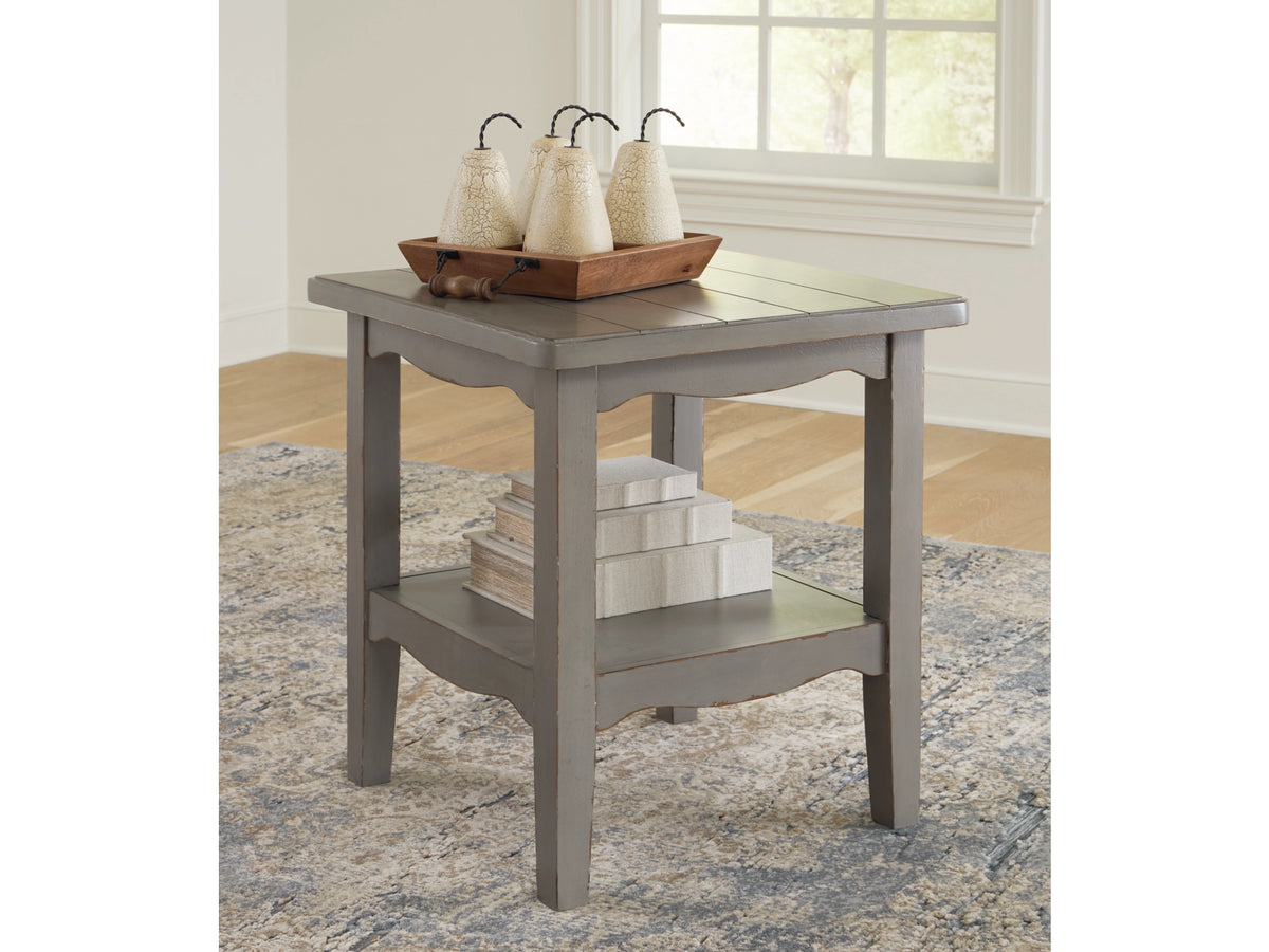 Charina Antique Gray End Table with Storage