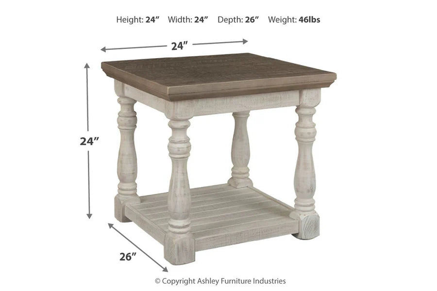 Havalance Weathered Gray and White End Table