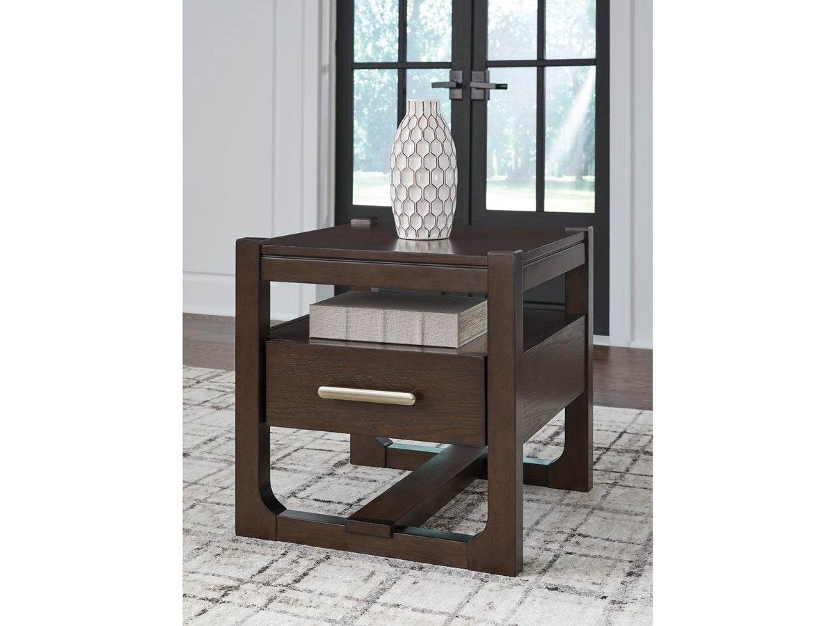 Breckington Dark Brown End Table with Drawer