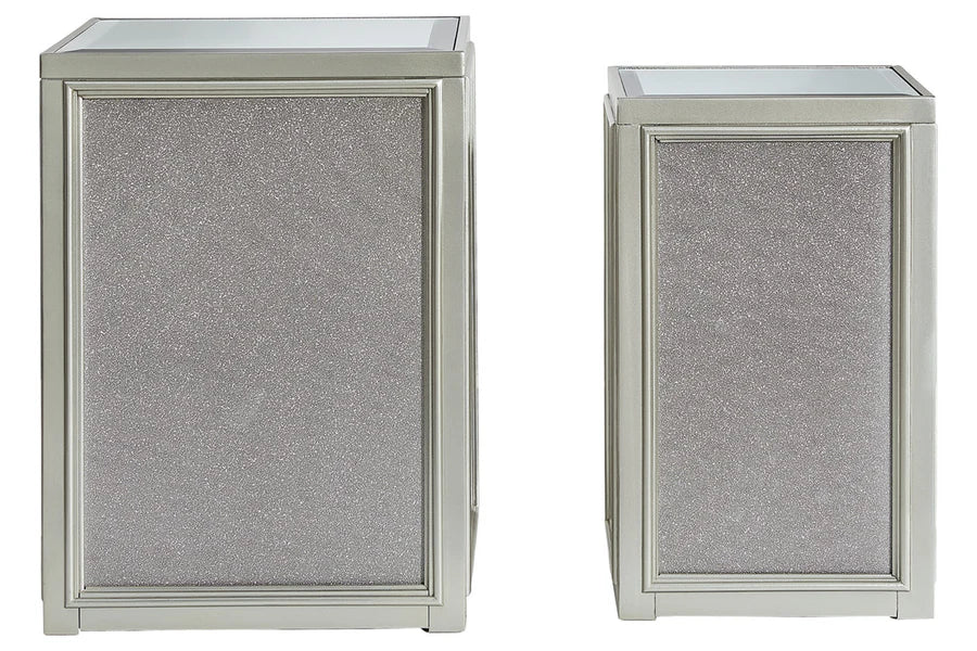 Traleena Silver Mirrored Nesting End Tables, Set of 2