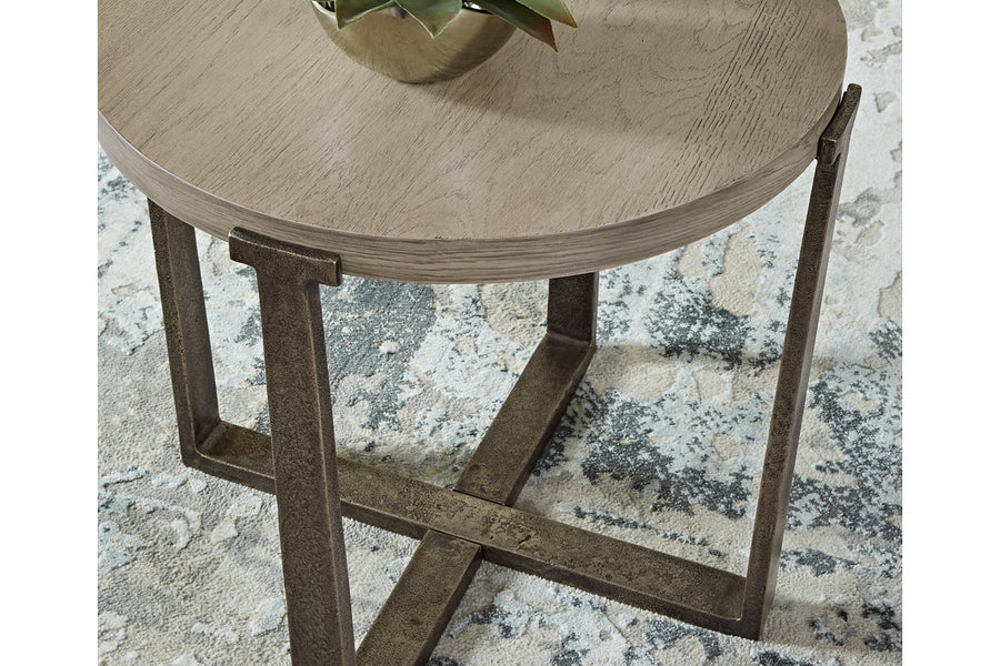 Dalenville Warm Gray Round End Table