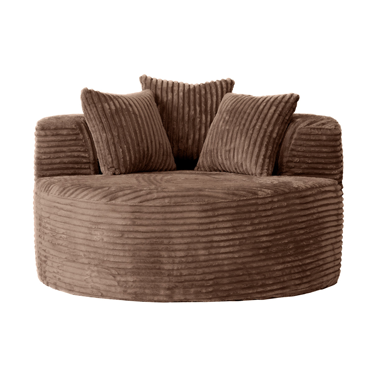 Contemporary Round Corduroy Accent Chair with Pillows