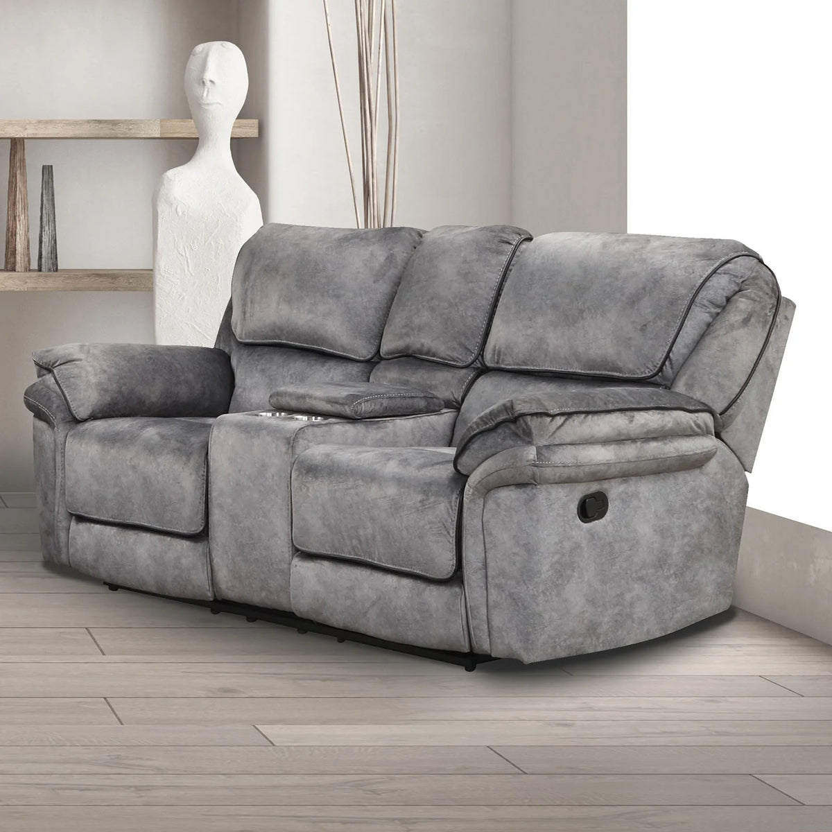 Themis Gray Manual Reclining Sofa, Loveseat or Recliner