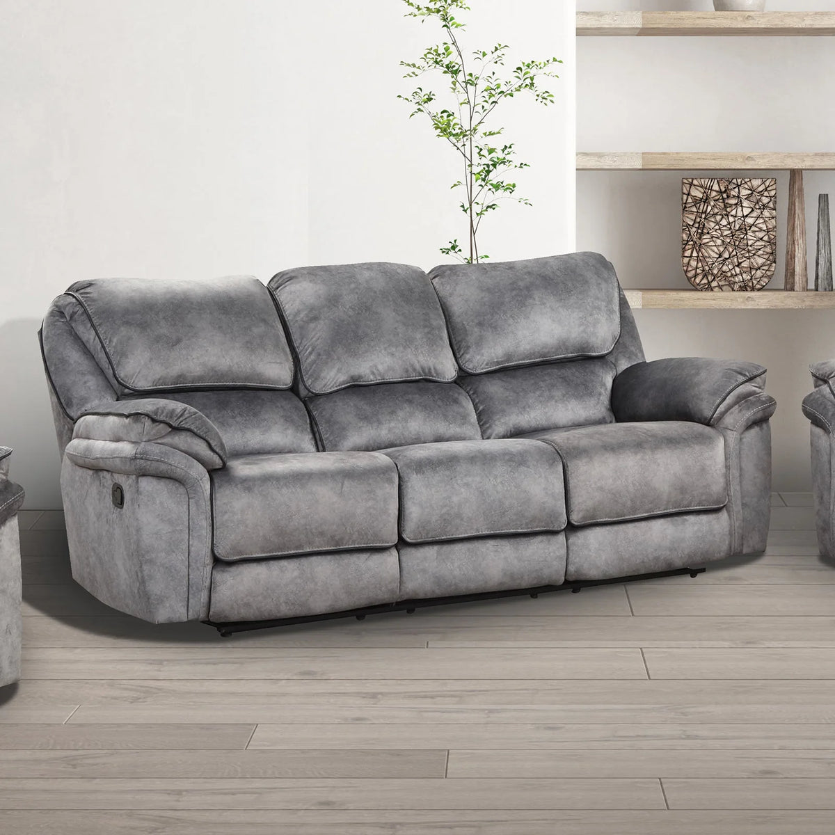 Themis Gray Manual Reclining Sofa, Loveseat or Recliner