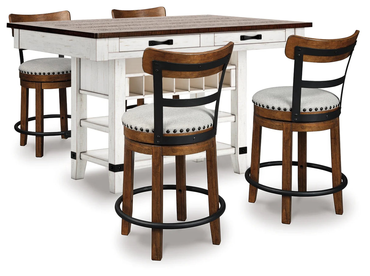Valebeck White & Brown Counter Height Set