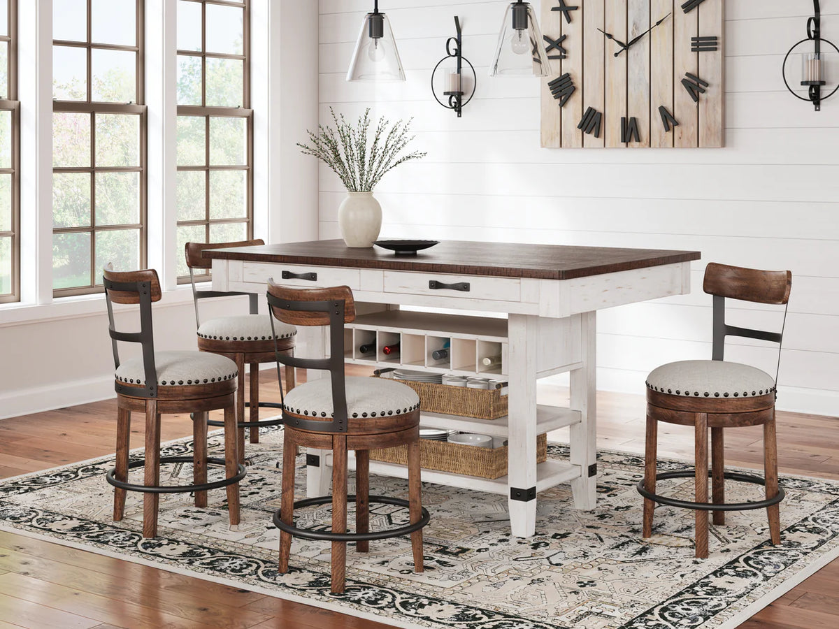 Valebeck White & Brown Counter Height Set