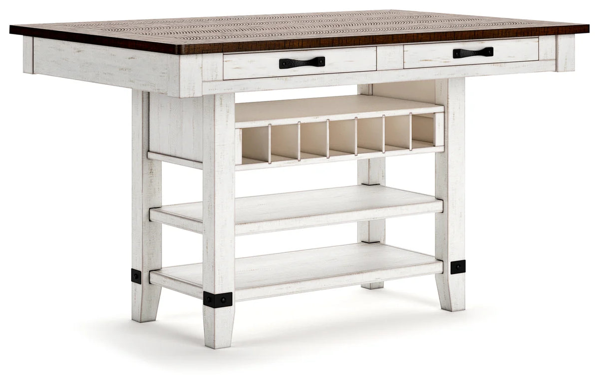 Valebeck White & Brown Counter Height Set