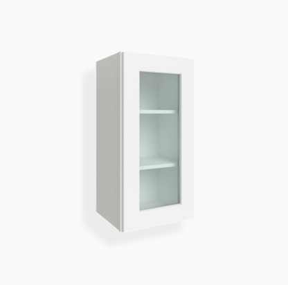 White Shaker 30″ H Single Door Wall Cabinet with Glass Door