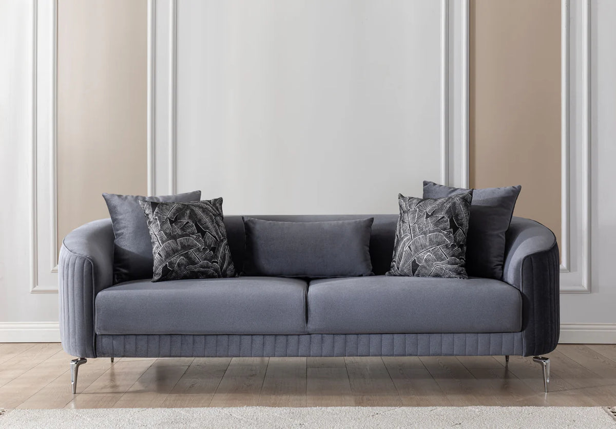 Angela Gray Velvet Sofa and Loveseat Set