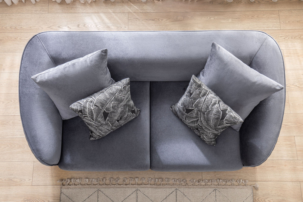 Angela Gray Velvet Sofa and Loveseat Set
