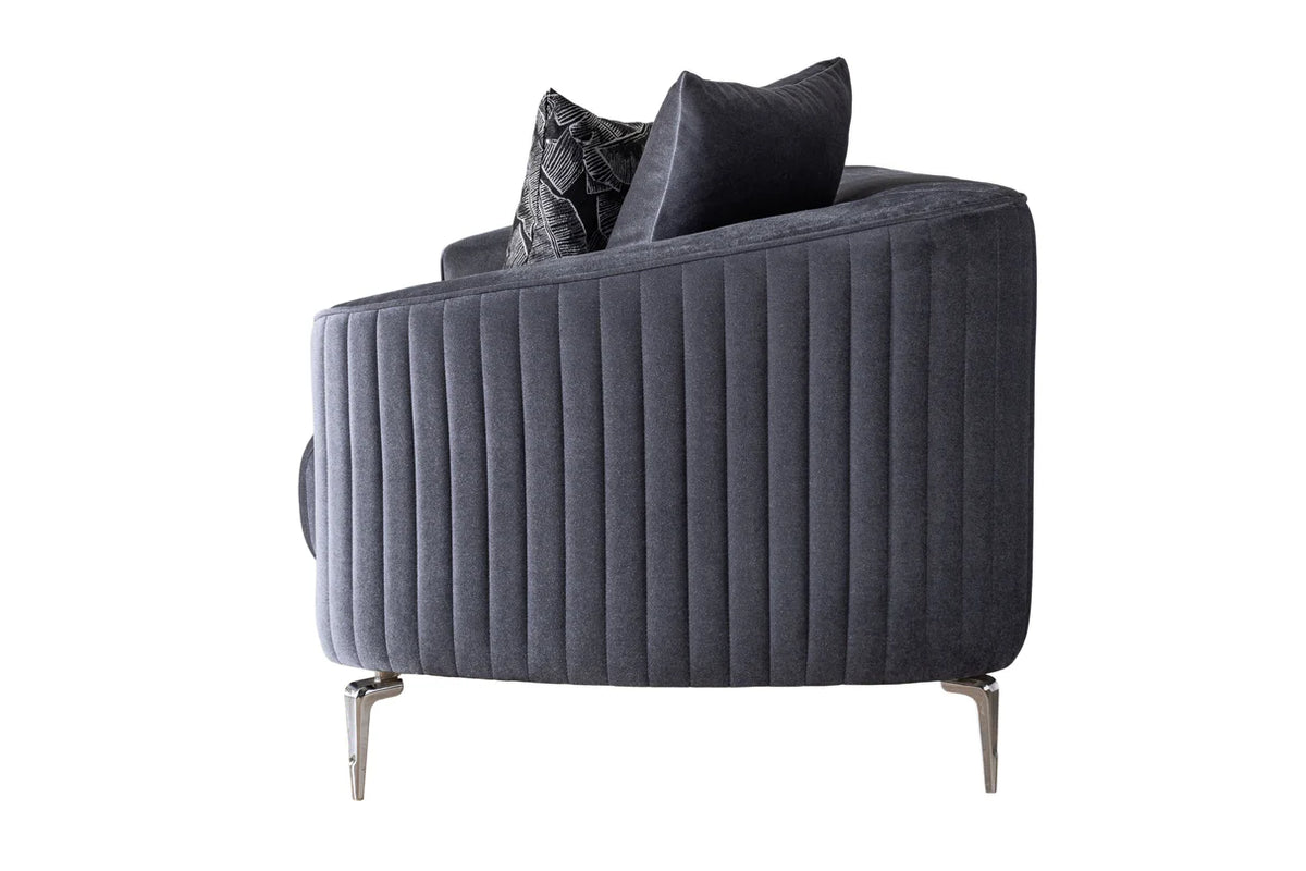 Angela Gray Velvet Sofa and Loveseat Set