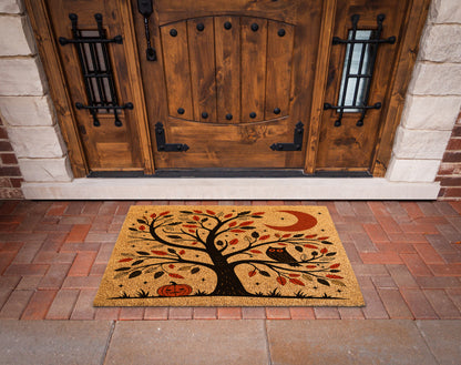 Scandinavian Folk Art Owl Tree Doormat