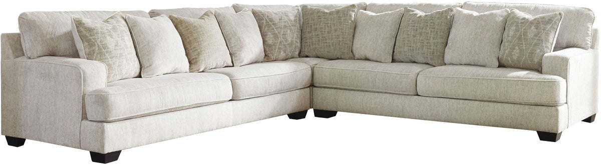 Rawcliffe Parchment 3-Piece Sectional, Ottoman Option