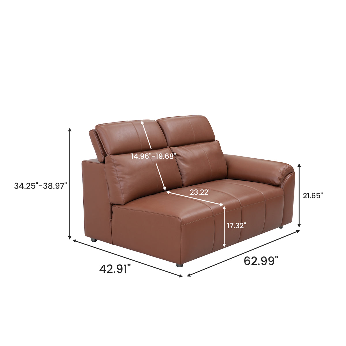 Modern Brown 4-Seat Leather-Look Sofa