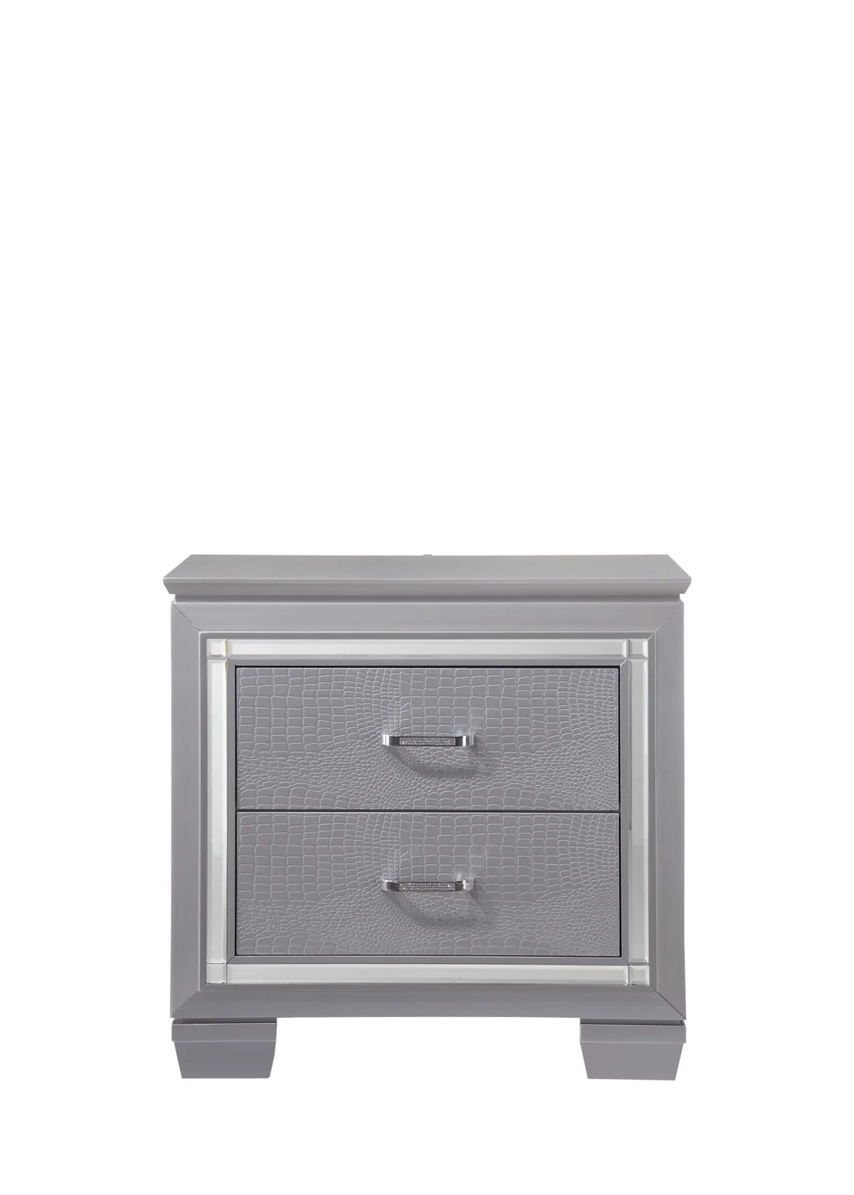Juego de dormitorio tapizado con LED plateado Lillian