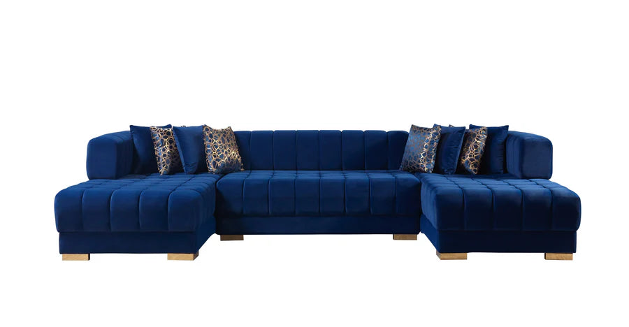 Ariana 138-Inch Velvet Double Chaise Sectional