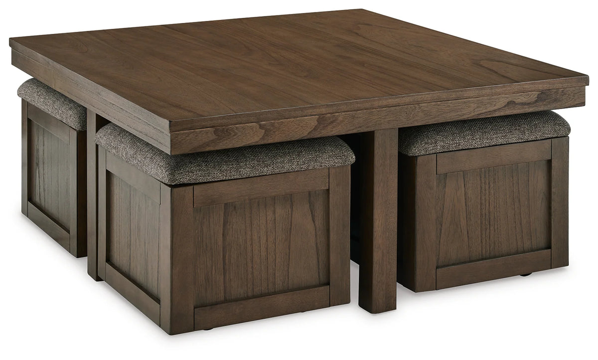 Boardernest Light Brown Coffee Table with 4 Stools