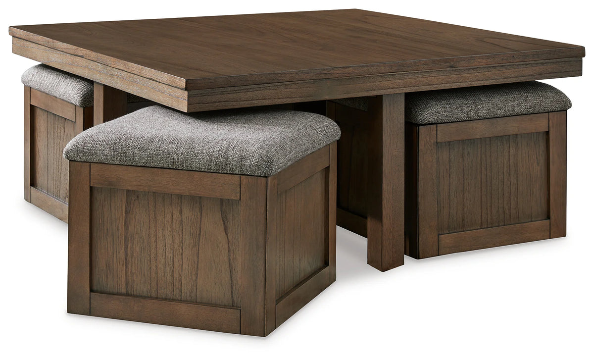 Boardernest Light Brown Coffee Table with 4 Stools