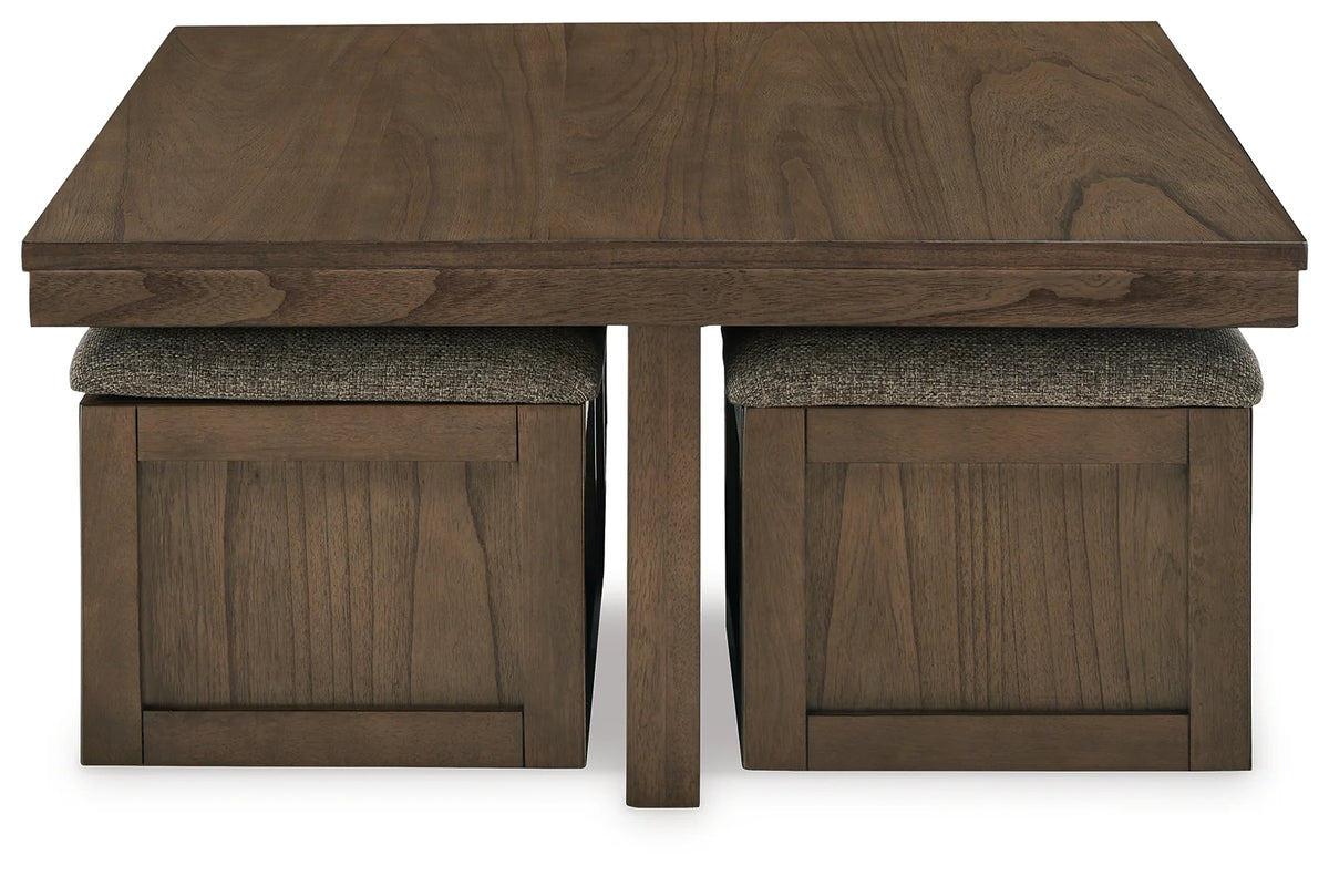 Boardernest Light Brown Coffee Table with 4 Stools