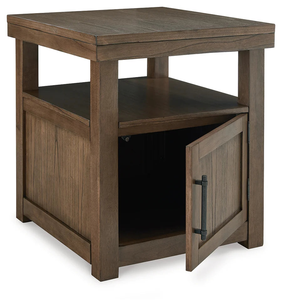 Boardernest Light Brown End Table with Cabinet