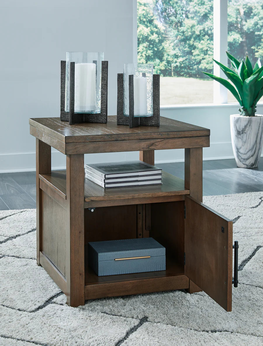 Boardernest Light Brown End Table with Cabinet