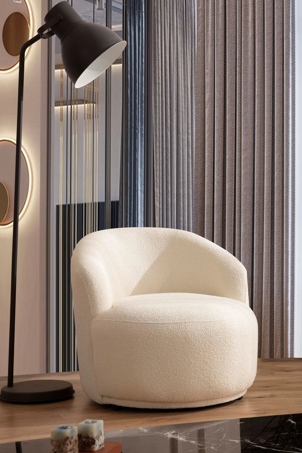Bonita Ivory Boucle Living Room Set