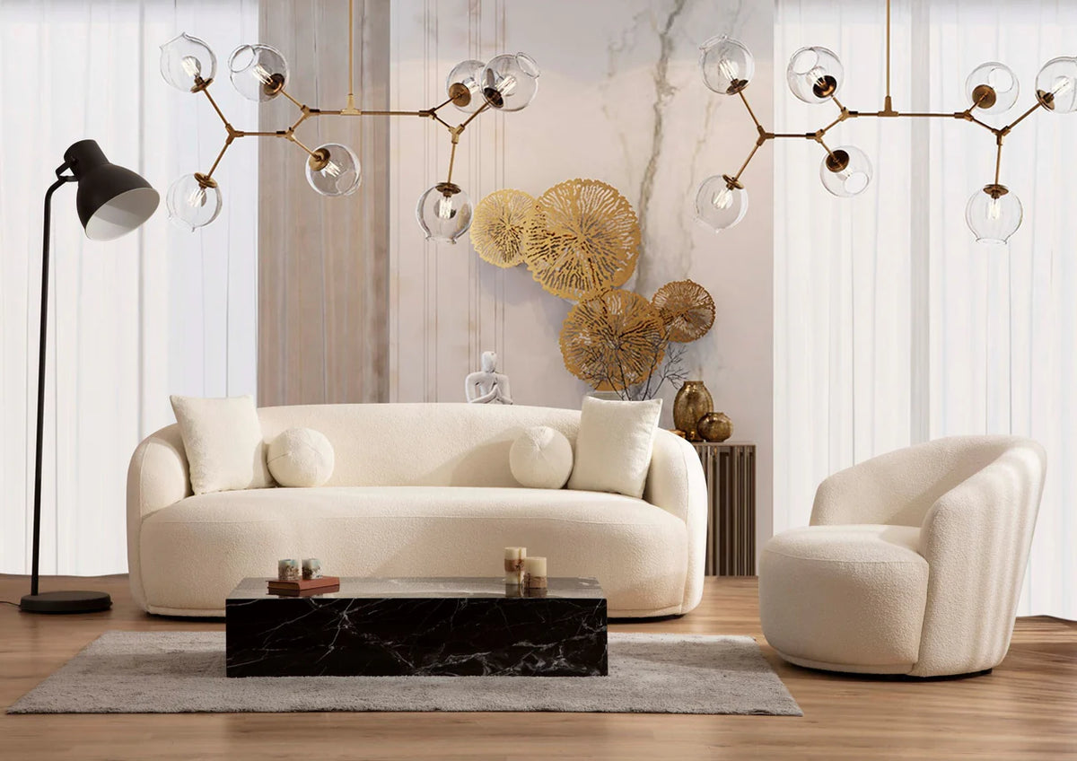 Bonita Ivory Bouclé Sofa, 91 in.