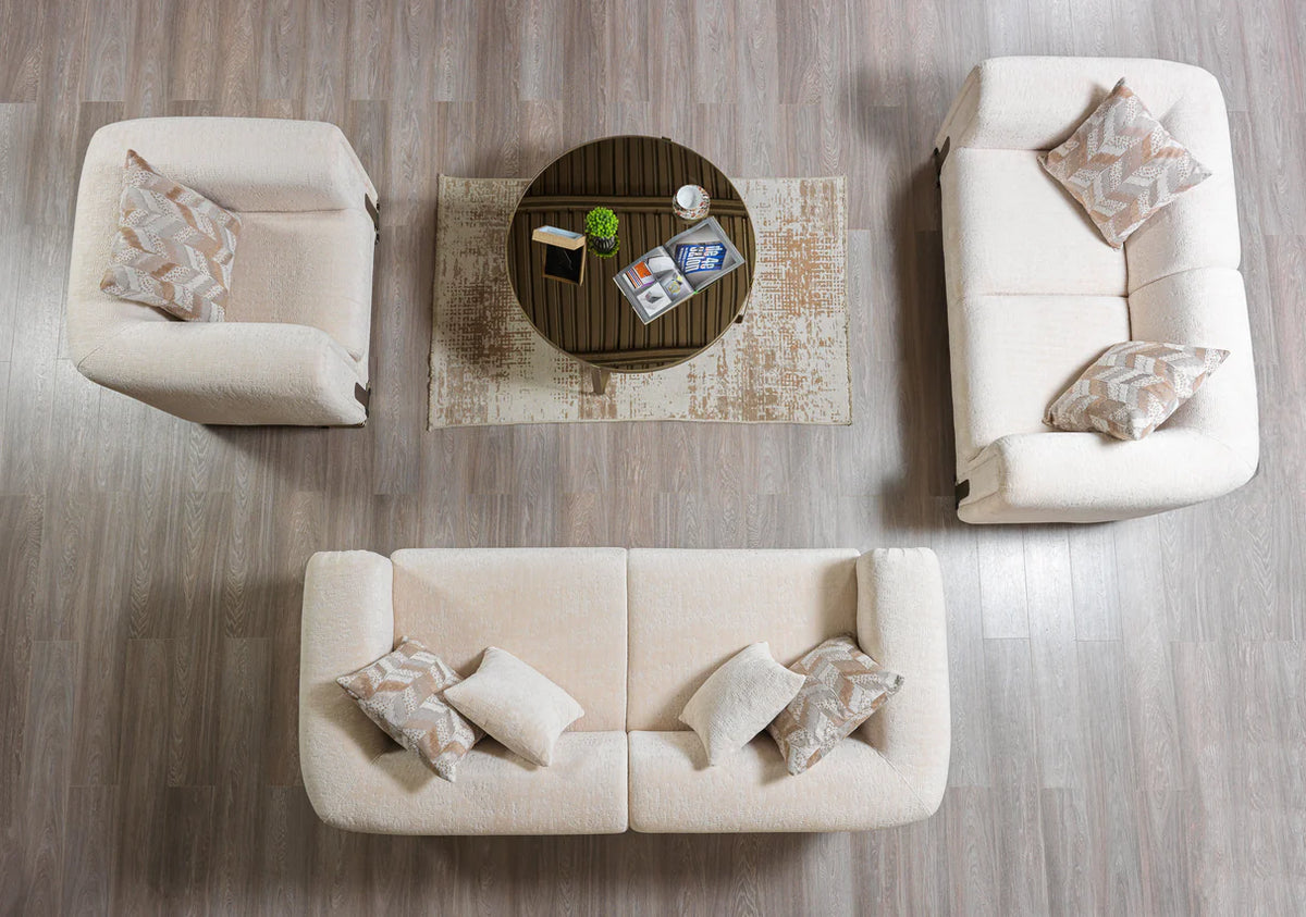 Brenda Ivory Bouclé Sofa and Loveseat Set