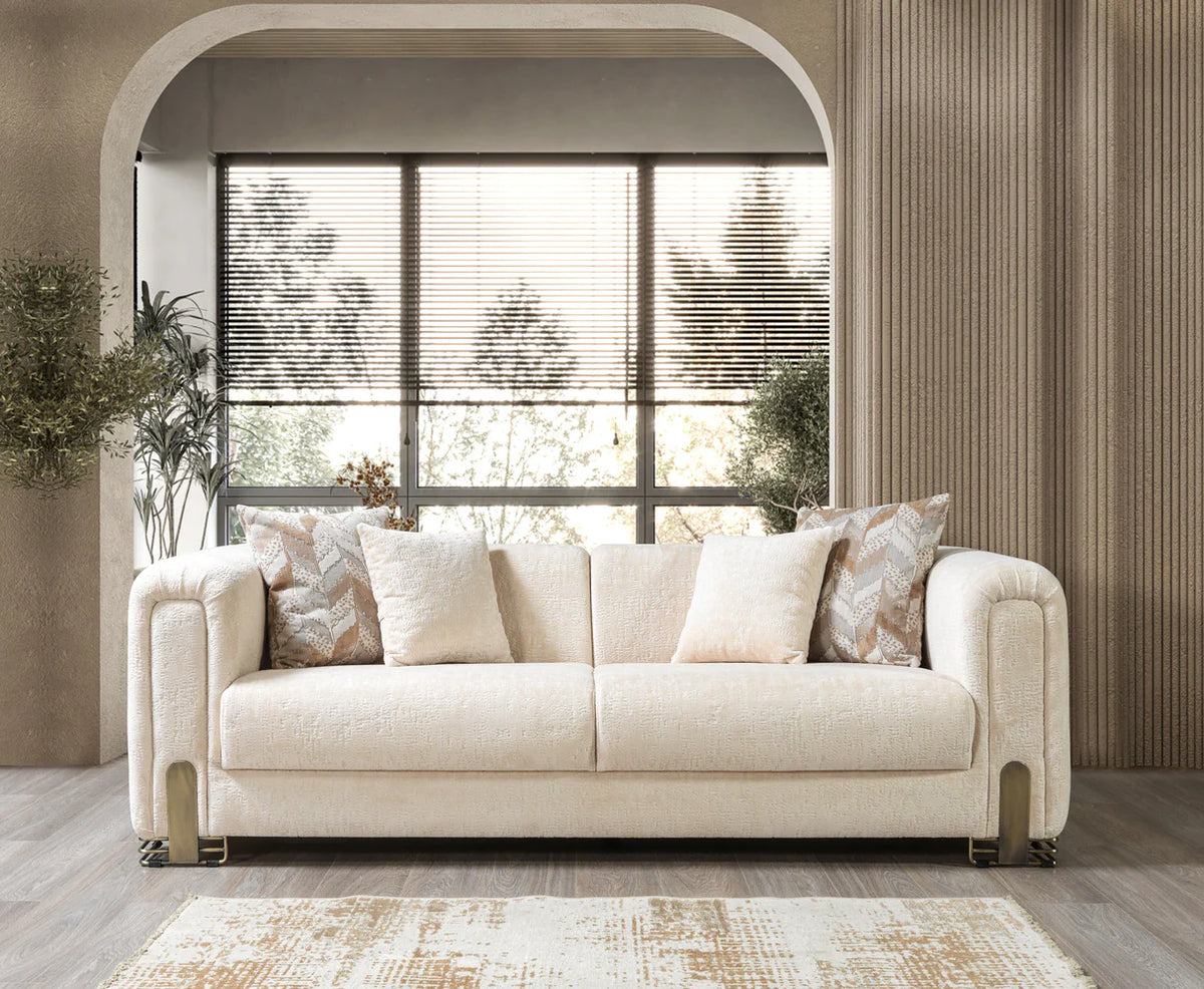 Brenda Ivory Bouclé Sofa and Loveseat Set