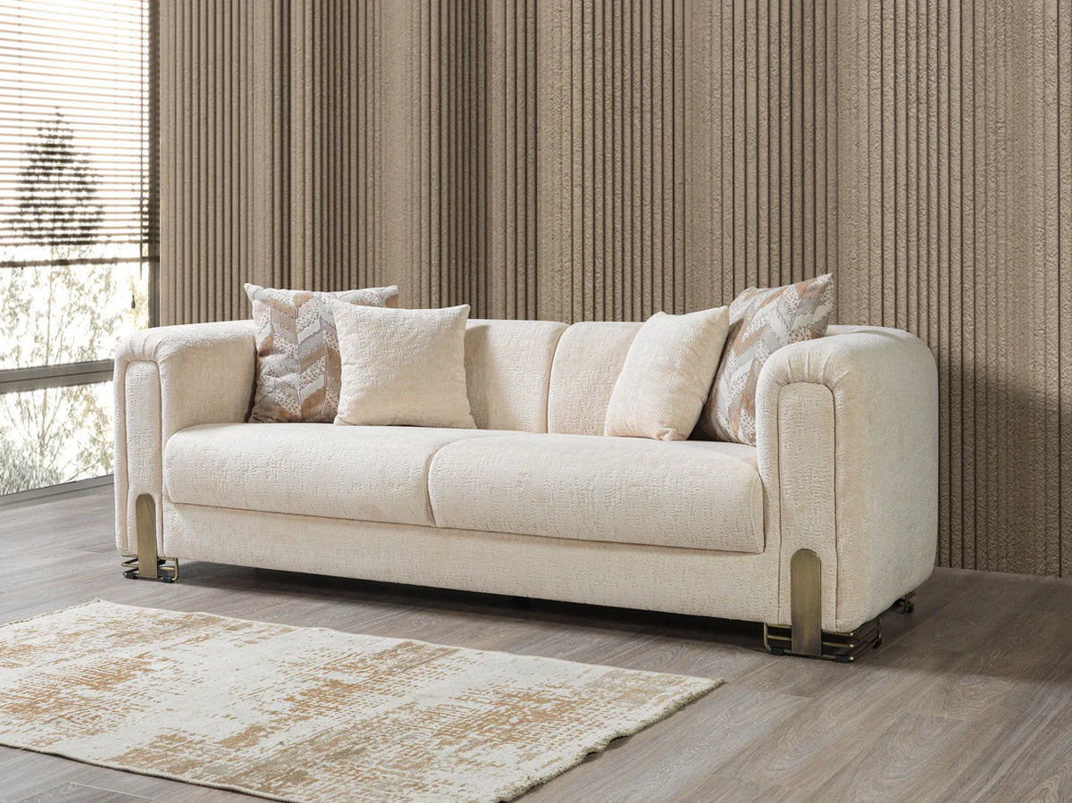 Brenda Ivory Bouclé Sofa and Loveseat Set