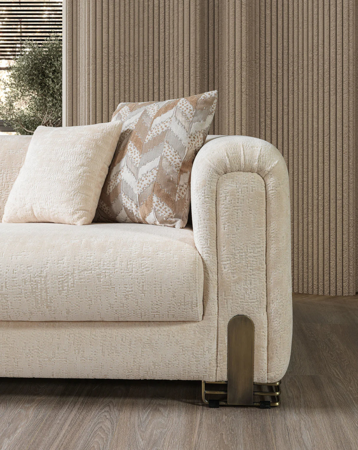 Brenda Ivory Bouclé Sofa and Loveseat Set